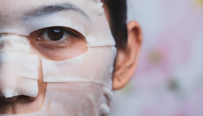 Woman enjoying a spa day using a facial mask for skincare and relaxation, promoting wellness and self-care in a peaceful environment
