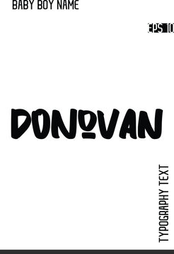 Donovan   -Fancy and Modern Baby Boy Name Vector Stylish Bold Cursive Text Typography