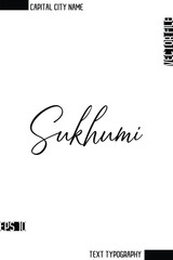 Sukhumi  -Capital City Name Cursive Calligraphy Decorative Text Design Vector Element