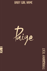 Paige  -Girl Name Minimal Elegant Cursive Typography Vector Art