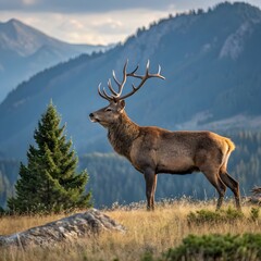 
Title: “Majestic Elk in a Mountain Meadow