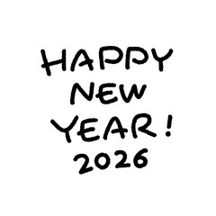 happy new year 2026 handwritten simple and cute black hand lettering alphabet