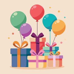 Colorful Celebration Gifts and Balloons