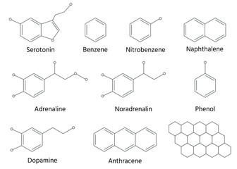 化学物質の構造式のイラストセット　ハニカム構造 © gelatin