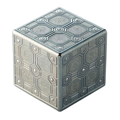 Intricate metallic cube puzzle box showcases complex geometric patterns and futuristic design for mystery and intellectual challenge