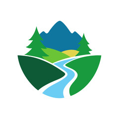 mountain landscape with leaves