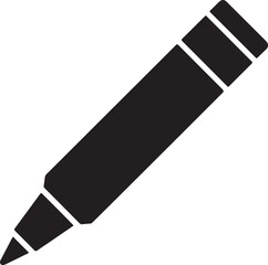 Black marker pen vector icon symbolizing writing drawing education and office supplies.