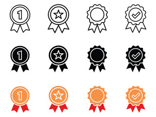 Set of approved or certified medal icon vector. success and recognition symbol. vector illustration.