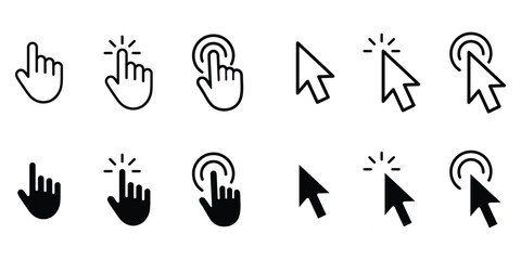 Computer mouse pointer icon set vector. Clicking pointer cursor symbol. vector illustration.