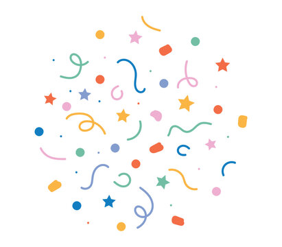 Explosion of confetti from colorful geometric shapes icon vector. special occasion, birthday symbol. vector illustration.