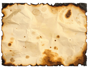 Textured paper with burnt edges, brown stains, and wrinkles