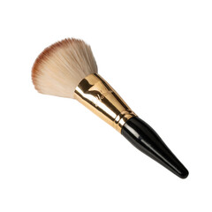 single fluffy makeup brush with a golden ferrule and black handle