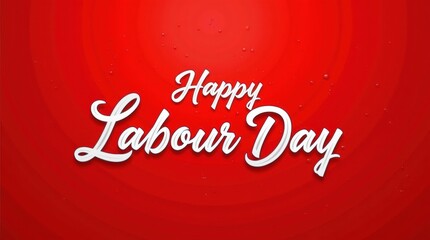 Happy labour day white text on red background celebration