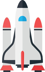 Futuristic space shuttle launch vector flat icon