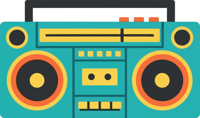 Retro boombox cassette player teal
