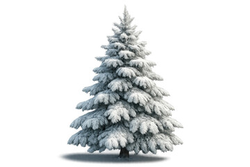 Fototapeta premium Winter pine tree covered in fresh snow on transparent background, symbolizing christmas and holiday season
