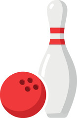 Bowling pin and ball flat icon