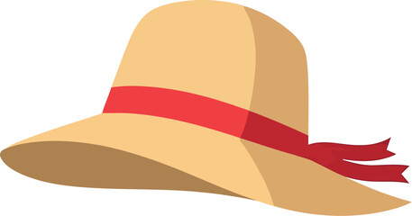 Straw hat with red ribbon summer fashion accessory