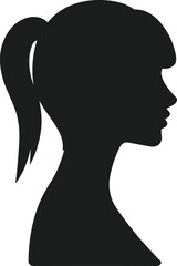 Female Profile Silhouette with Ponytail woman head