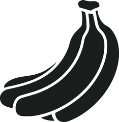 Black banana bunch vector silhouette on white background
