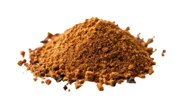 Aromatic garam masala spice blend, traditional Indian seasoning mix made from ground spices for cooking, isolated on white background