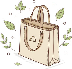 reusable-cloth-bag--minimal-outline--eco-concep