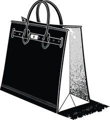 shopping-bag-silhouette--black-and-white--vecto