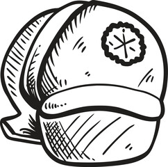 Hand drawn winter hat with snowflake graphic, cozy clothing icon