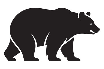 Fototapeta premium Black silhouette of a walking grizzly bear in profile view silhouette