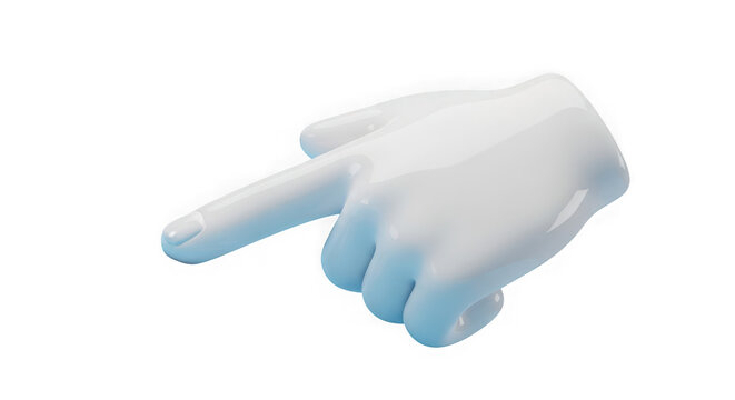 Gloved hand pointing left