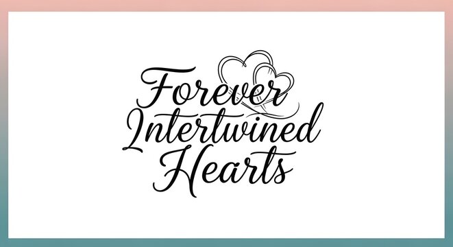 Elegant handwritten calligraphy displaying the phrase 'Forever Intertwined Hearts' with decorative heart illustrations, perfect for romantic or wedding themes