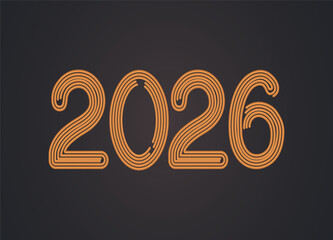 Striking 2026 Number Design with Orange Layers on Dark Background Celebrating The Year Ahead