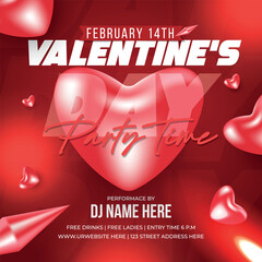 Happy Valentine's day banner poster template. 3D Happy valentine&rsquo;s day sale banner template. Background for valentine day