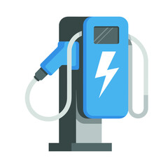 Flat Illustration of an Electric Car Charger