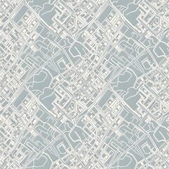 A detailed aerial view of an urban cityscape showcasing a dense network of roads, buildings, and waterways in a modern metropolitan area