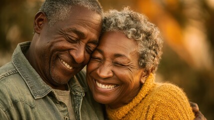 Fototapeta premium Elderly couple sharing a warm embrace and smiles