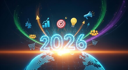The year is twenty twenty six with marketing and global connections