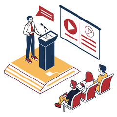 A dynamic presenter captivates the audience with an engaging presentation, sharing valuable insights and fostering a collaborative learning environment