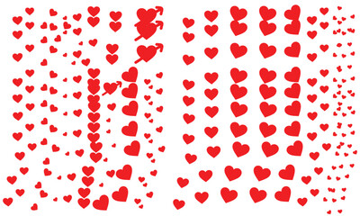 Vector love Graphic Shapes with Gradient,  red color love shape. Set of Fun Kid Doodle Color Gradation Lines. 