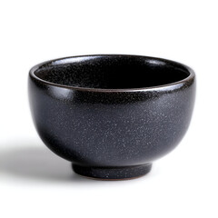 Elegant black bowl on a white background, perfect for serving soup, rice, or dessert in culinary presentations.