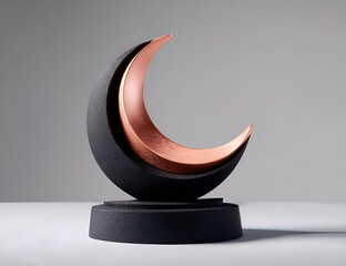Stylish sculpture featuring a crescent moon design, perfect for modern decor or artistic inspiration.