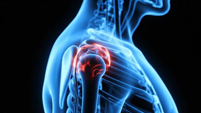Shoulder Joint Anatomy Depiction Illustrating Pain and Inflammation Medical Concept.