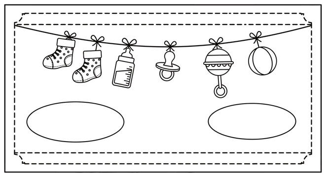 Baby shower invitation pink theme template vector illustration