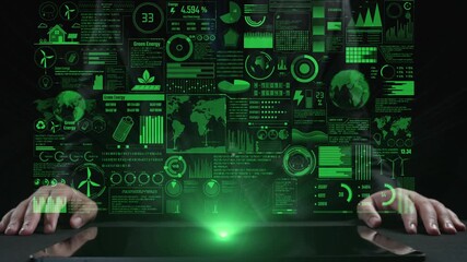 Stunning green visuals of data and technology showcase innovative solutions in green energy and sustainability for modern business practices and decision-making. Cipher - Powered by Adobe