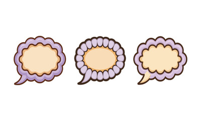 Set of Cute Speech Bubble Icons for Social Media Posts and Trendy Web Design Elements