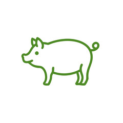 Pig icon set on transparent background. pig line icon set. Flat green pig symbol PNG illustration