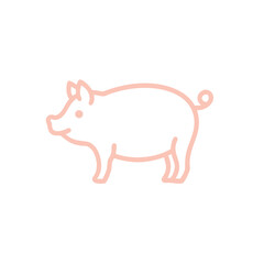 Pig icon set on transparent background. pig line icon set. Flat pink pig symbol PNG illustration