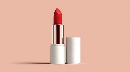 A minimalist vector of a customizable lipstick tube with bold color and clean shadow.