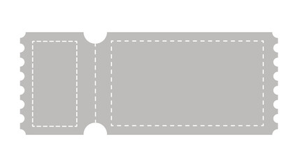 A gray coupon ticket with dotted line border and perforated edge conveys savings.