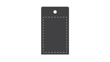 Minimalist tag with a dotted square, isolated on a plain black background, modern style.